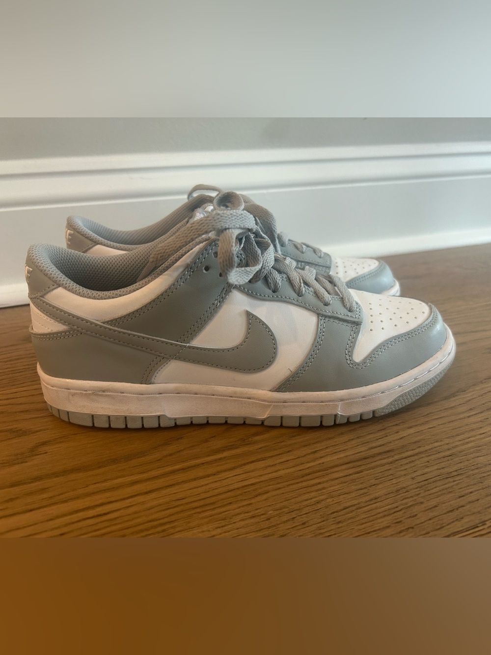 Nike Kids Dunk Sneakers in White and Light Gray